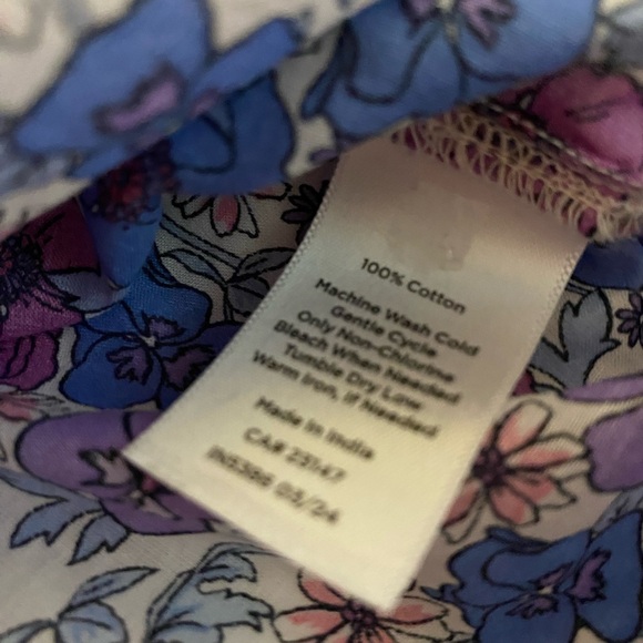 Talbots Blue and Purple Floral Button Down Shirt - Picture 9 of 11